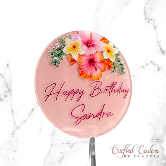 Tropical 5” Birthday Cake Topper (Acrylic)