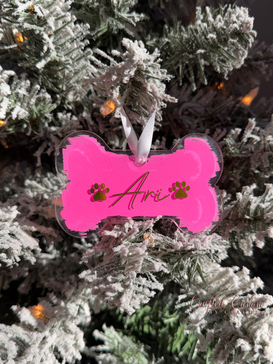 Acrylic personalized pet bone ornament 